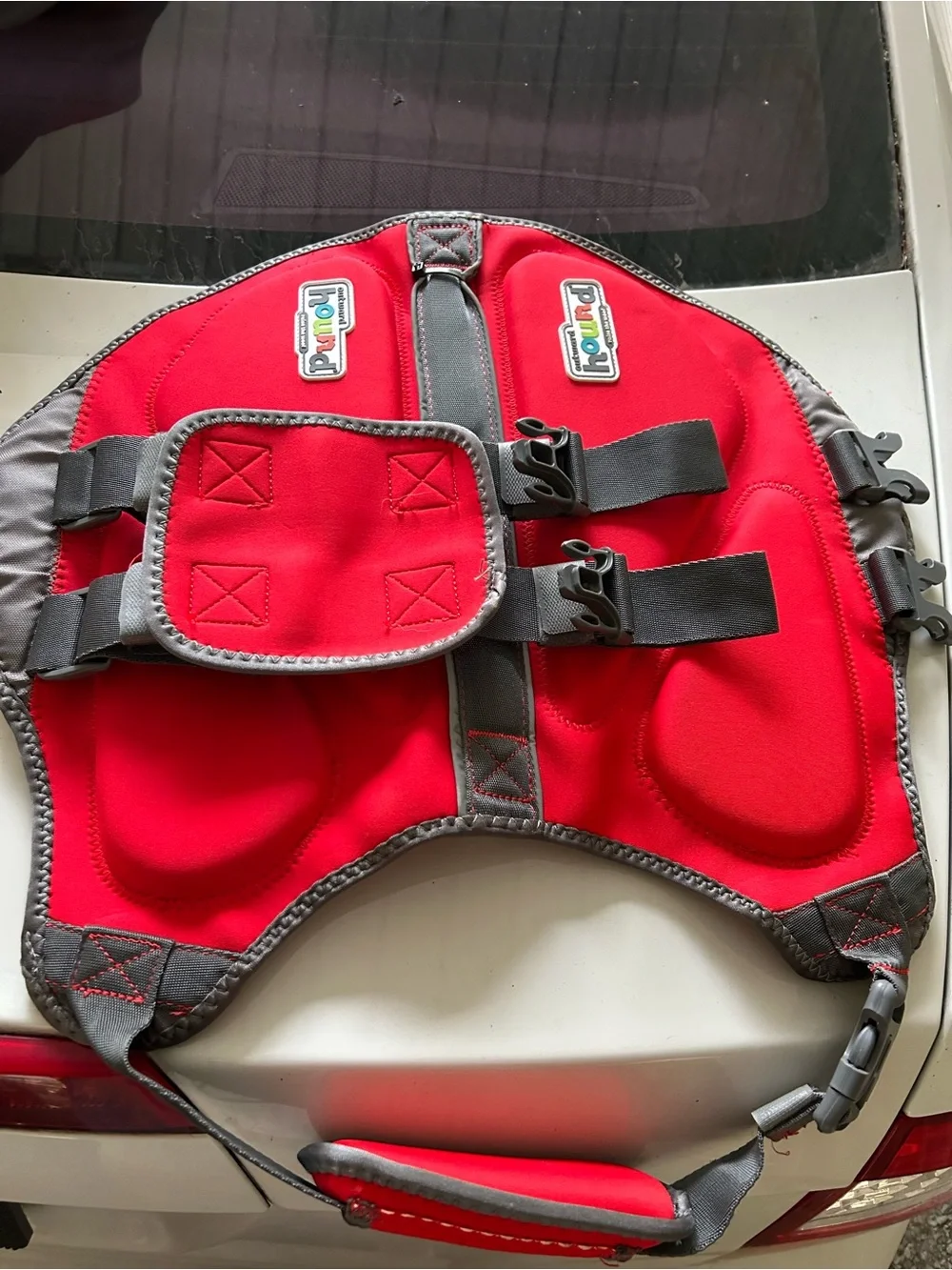 Outward Hound Red and Gray Padded Dog Harness Vest